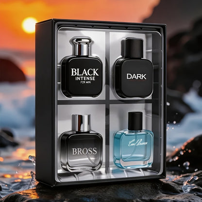 Cologne Gift Set for Men 4-Pack Fresh Eau de Parfum Long Lasting Crisp Scents 1 fl oz Each with Optional 1.5oz Body Mist Bundle Perfect Gift for Him