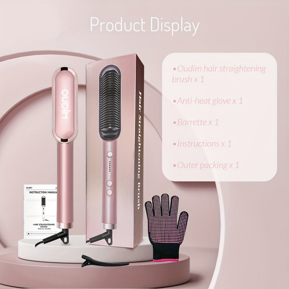 Straightening Comb And Curling Iron Set, Hair Curler, Hair Straightening Brush Flat Iron for Women, Anti-Scald, Quick, Precise Temperature Control, Auto Shuts Off, Suitable for Home, Office And Travel, Gifts for Birthday, Wow Hair Products