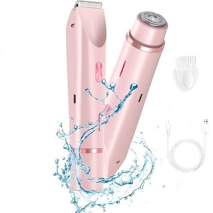 Bikini Razor Electric 2-in-1 Women Dry Wet Face Shaver USB Rechargeable - Painless Hair Removal for Bikini Line Underarms Legs Arms Face Portable Lady Shaver Gift
