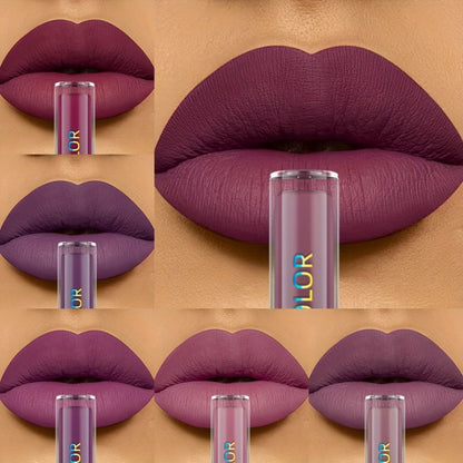 Lip Glaze Set Matte Liquid Lipstick 6pcs - Long-Lasting Non-Sticky Non-Drying Colorfast Lip Tint with Natural Scent for Defined Contoured Lips Everyday Makeup