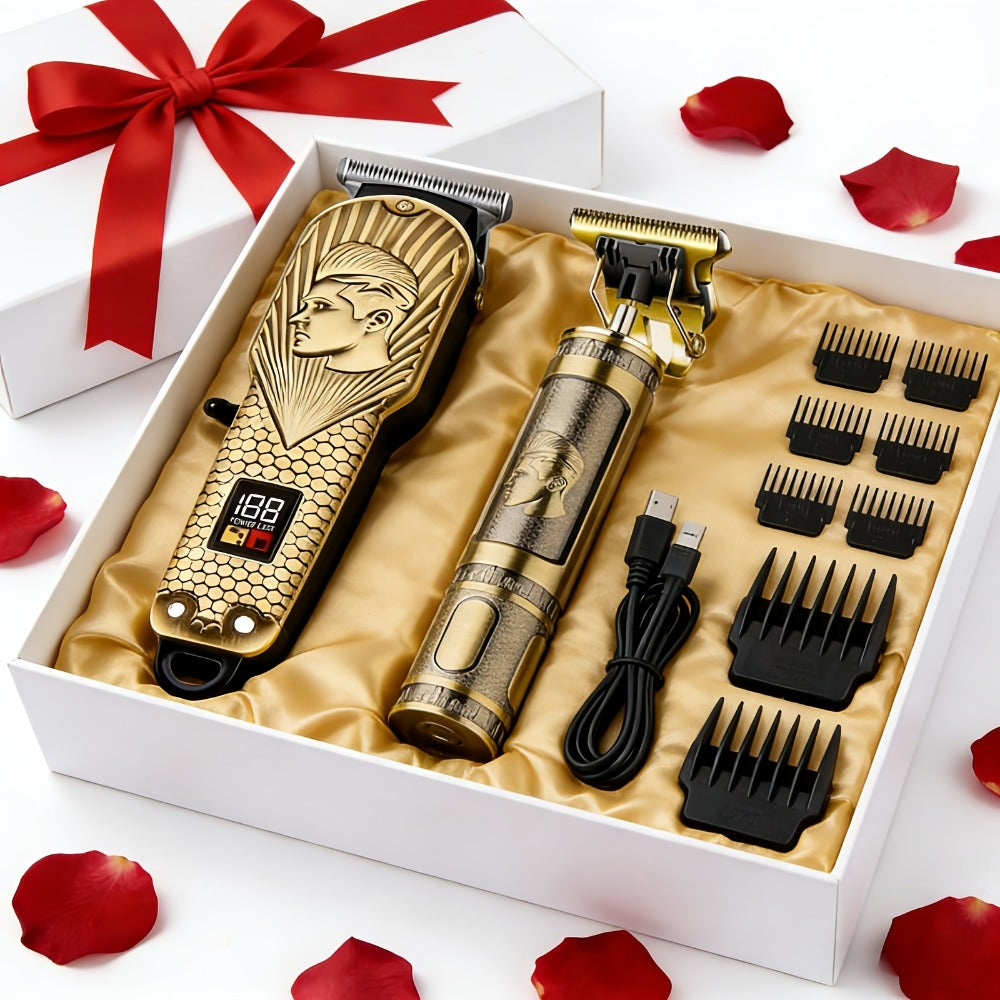 2pcs/4pcs Men's Hair Clipper and Beard Trimmer Bundle with USB- Clippers & LCD Display Trimmer - Barber Kit Suitable for Home, Travel, Ideal Gift for Men, Barber Equipment (Clipper and Trimmer)