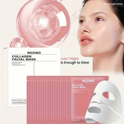 Collagen Sleeping Mask ROZINO 20pcs Deeply Moisturizing Hyaluronic Acid Aloe Vera Night Hydrating Mask for Sensitive All Skin Types 25ml per Pack