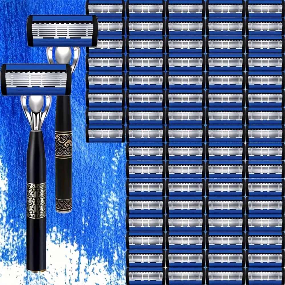This Super Smooth And Fashionable Razor Features 36/72 Ultra-sharp And Replaceable Stainless Steel Blades, Which Are Sharp, Smooth And Safe. with 2 Anti-slip And Comfortable Handles, It Is An Indispensable Shaving Accessory for Men