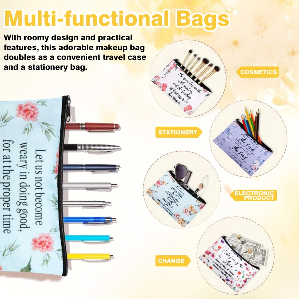 Set of 30 Christian-Themed Cosmetic Bags Featuring Bible Verses, Perfect for Religious Gifts. These Inspirational Scripture Pencil Pouches Come with Zippers, Ideal for Travel And As Church Favors for Women
