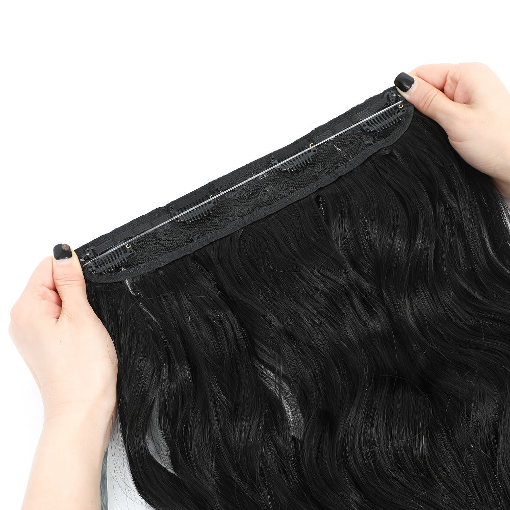 Invisible Wire Hair Extensions 22 Inch — Fish Line Transparent Headband 4 Clips, Long Wavy Hairpiece for Women Thin Fine Hair, 7 Colors 1B 613 Ombre, No Glue No Heat Damage Free