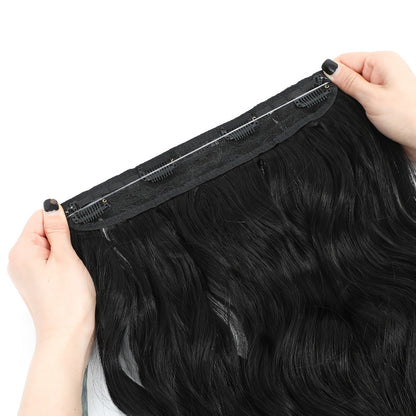 Invisible Wire Hair Extensions 22 Inch — Fish Line Transparent Headband 4 Clips, Long Wavy Hairpiece for Women Thin Fine Hair, 7 Colors 1B 613 Ombre, No Glue No Heat Damage Free