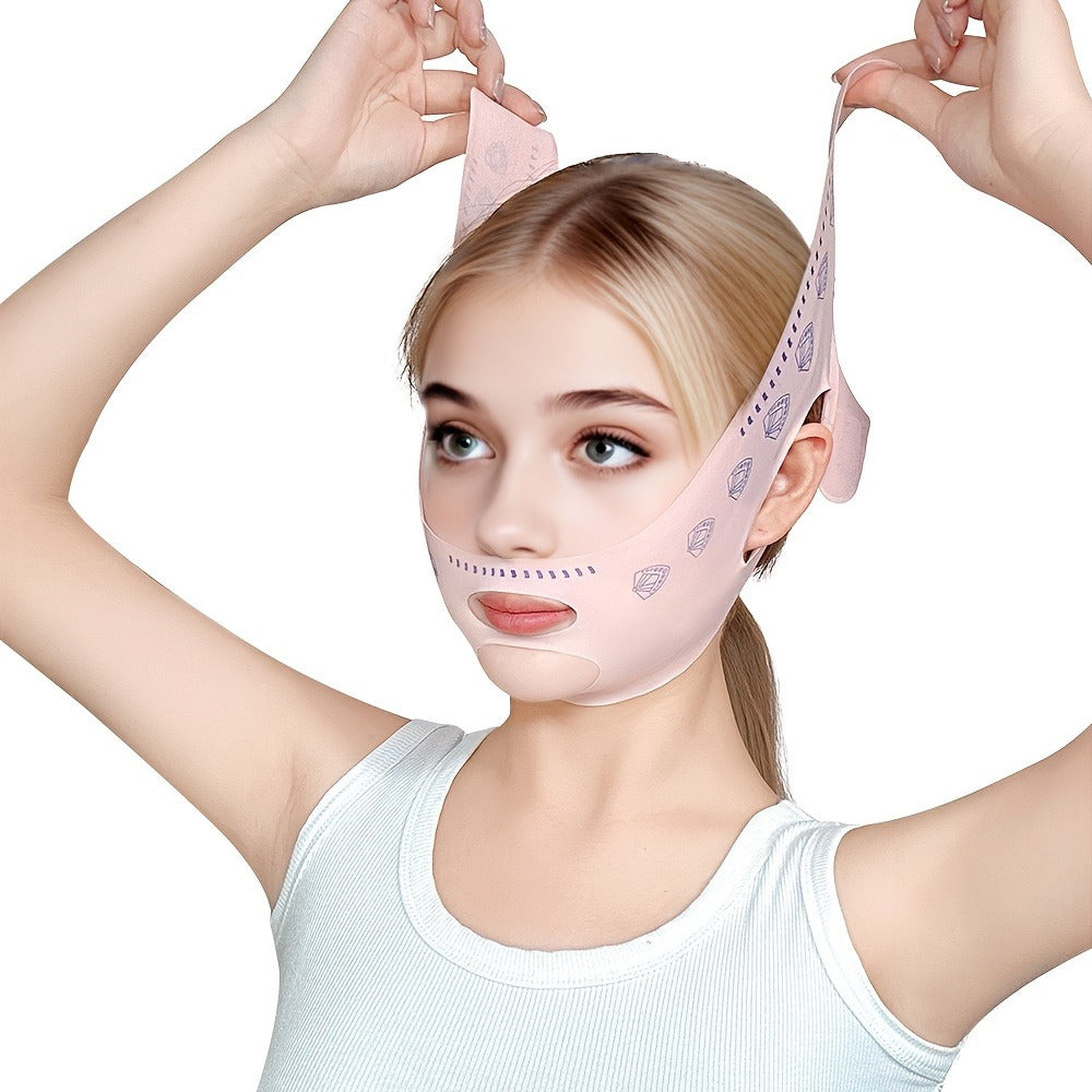5pcs Gray Or Pink 2-Pack Combo (V-Line Face Lift Belt And Forehead Lift Belt), Refreshing Lifting Mask for Day And Night Use, Unisex Design. V-Line Mask with Nasolabial Fold Band, Facial Contouring Lifting Mask, Premium Sleep V-Line Shaping Bandage
