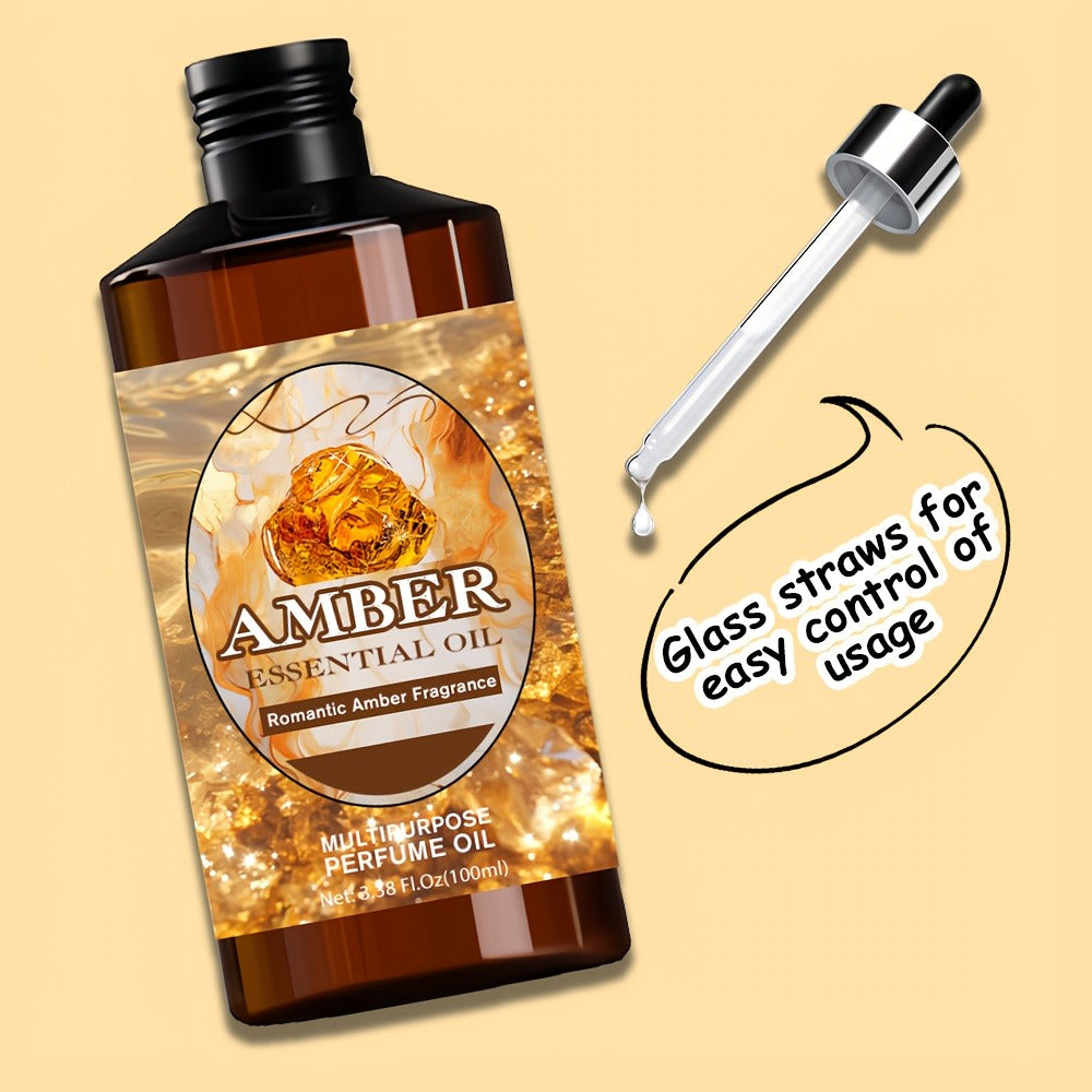 Romantic Amber Fragrance Essential Oil - 3.38oz/100ml, for Hair & Skin Care, Massage, Moisturizing Massage Essential Oil for Men & Women, Gift, Perfect Christmas Gift