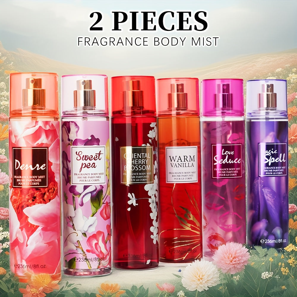 2pcs Women's Body & Hair Fragrance Mist - 8fl.oz, Long-Lasting Perfume with Fruity & Floral Scents, Ideal for Dates, Daily Wear & Gifts