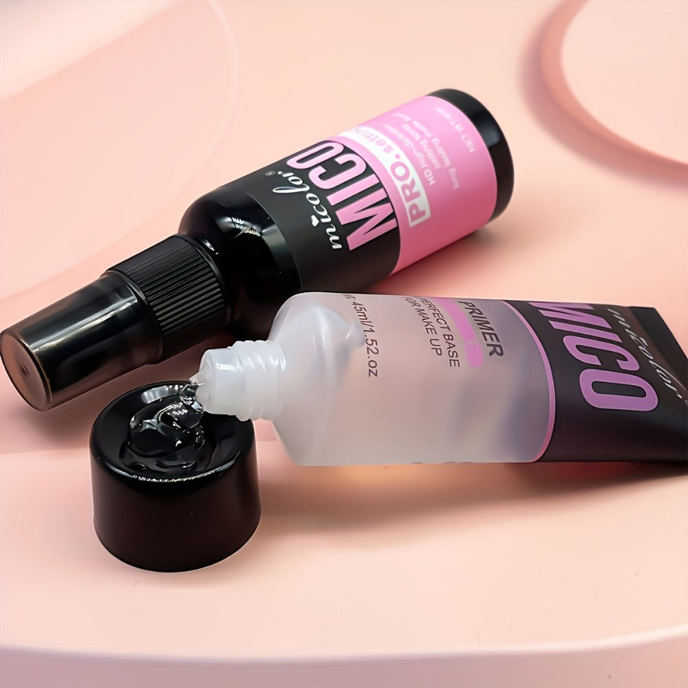[Ideal Gift for Easter] 2/4-Pack MICO Makeup Base & HD Long-Lasting Finish Duo, Minimizes Pores & Enhances Complexion, Smooth Texture, Lightweight, Under 1fl. Oz Each, Ideal Gift for Easter, Spring & Summer