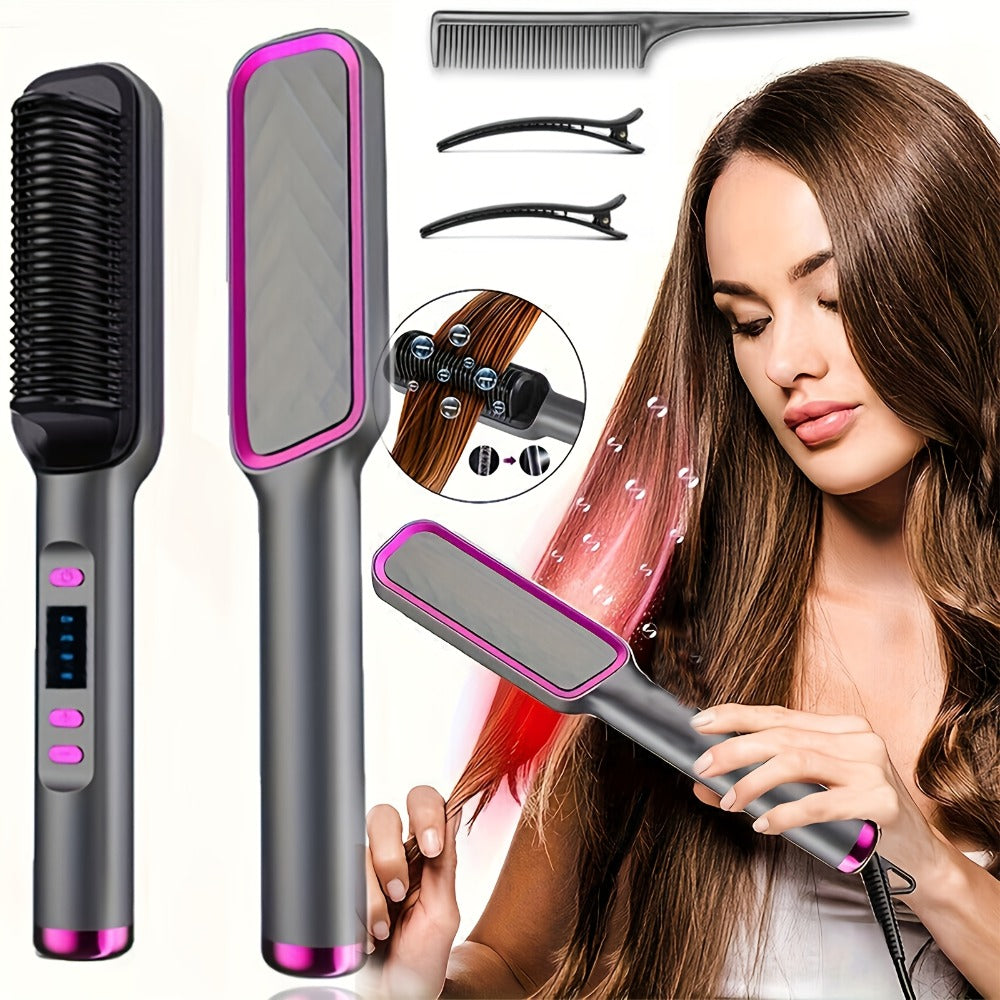 Hair Straightener And Curler 2-in-1, Household Wet And Dry Hair Straightener Comb Multi-Temp Volumizing Styling Comb, Women's Hair Tools, Women's Hair Tools Birthday Christmas Gift
