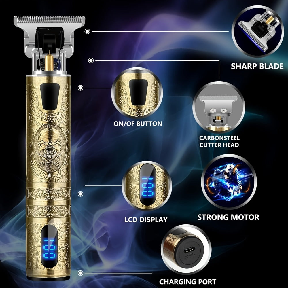 Hair Clipper for Men, Beard Trimmer, Electric Cordless Hair Clipper with LCD Screen, Precise T-Blade Trimmer USB Rechargeable Grooming Kit