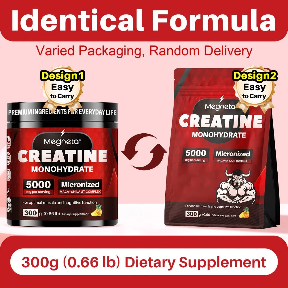 Delicious Creatine Monohydrate Powder (5000 Mg Per Serving) | Strength And Power, Recharge And Focus | No Artificial Sweeteners And Flavors, Pineapple Flavor, 300 G, 60 Servings