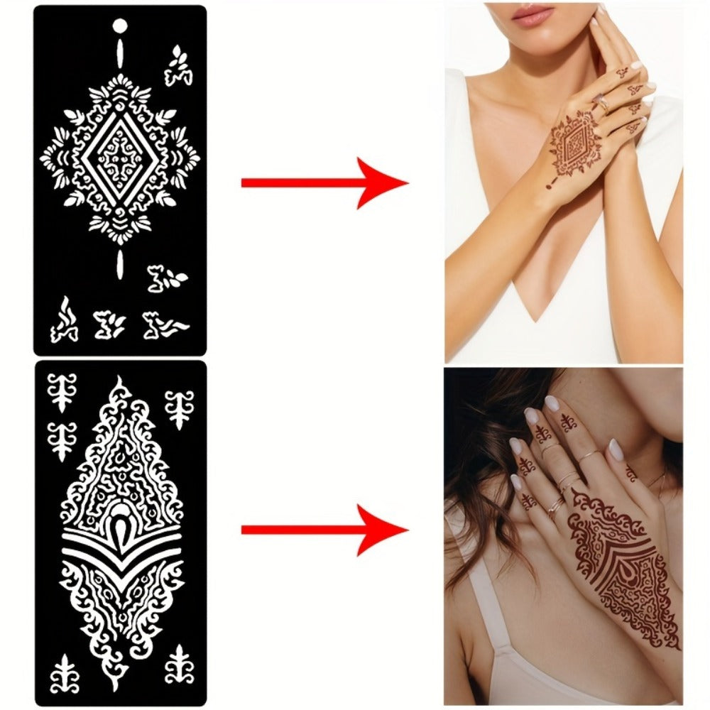 7 Tattoo Hollow Nail Flowers, Arm Stencil Stickers for Temporary Body Painting Art, Suitable for Festivals And Events, Easy-To-Apply Light Beige Decoration, Ideal Choice to Express Creativity