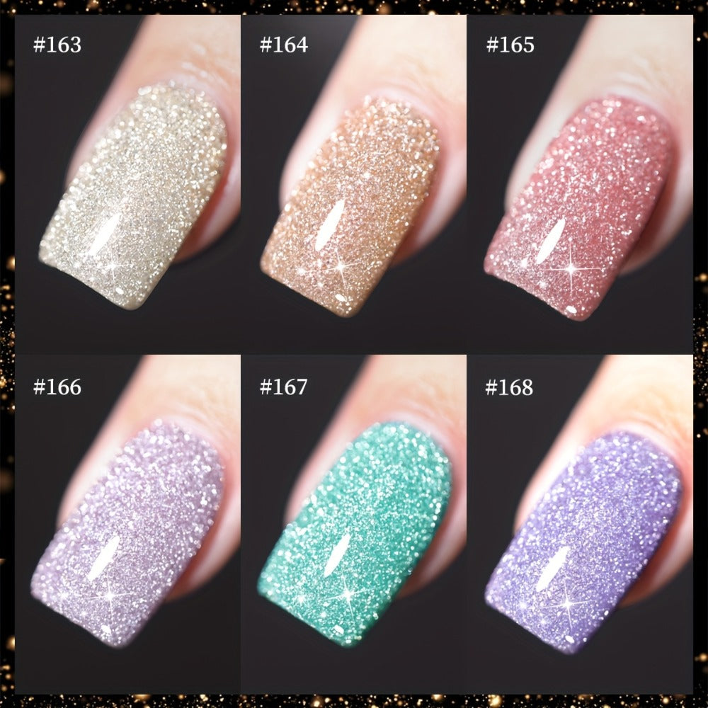 XEIJAYI Sparkling Diamond Gel Nail Polish Set - 6 Colors, Glittery & Shiny End, Long-Lasting Salon-Quality Manicure, No Alcohol, Perfect for Stylish Nail Art Designs, Nail Art Accessorie