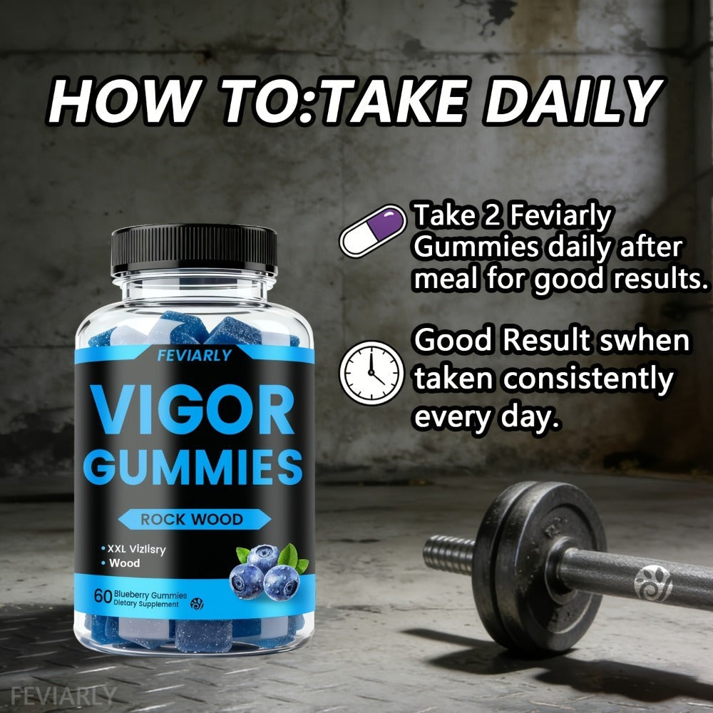 Booster Gummies, Vigor Gummies, Blue Chew, Men'S Daily Support, Lift, Level Up Manhood, Boost Your T, Support Mood, Wood, Men'S Multivitamin with Shilajit, Maca, Longjack, Fast-Acting for Women And Men - Blueberry Flavor