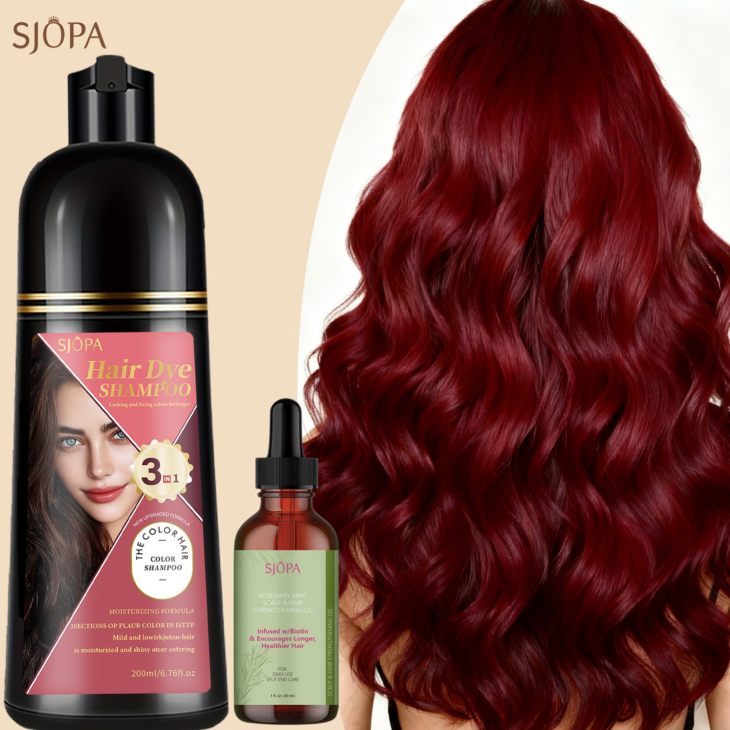 Hair Color Dyeing Shampoo 3-in-1 — Plant Squalane & Glycerin Formula | Colors, Conditions & Cleanses in One Wash | 10 Shades | Easy At-Home Hair Coloring