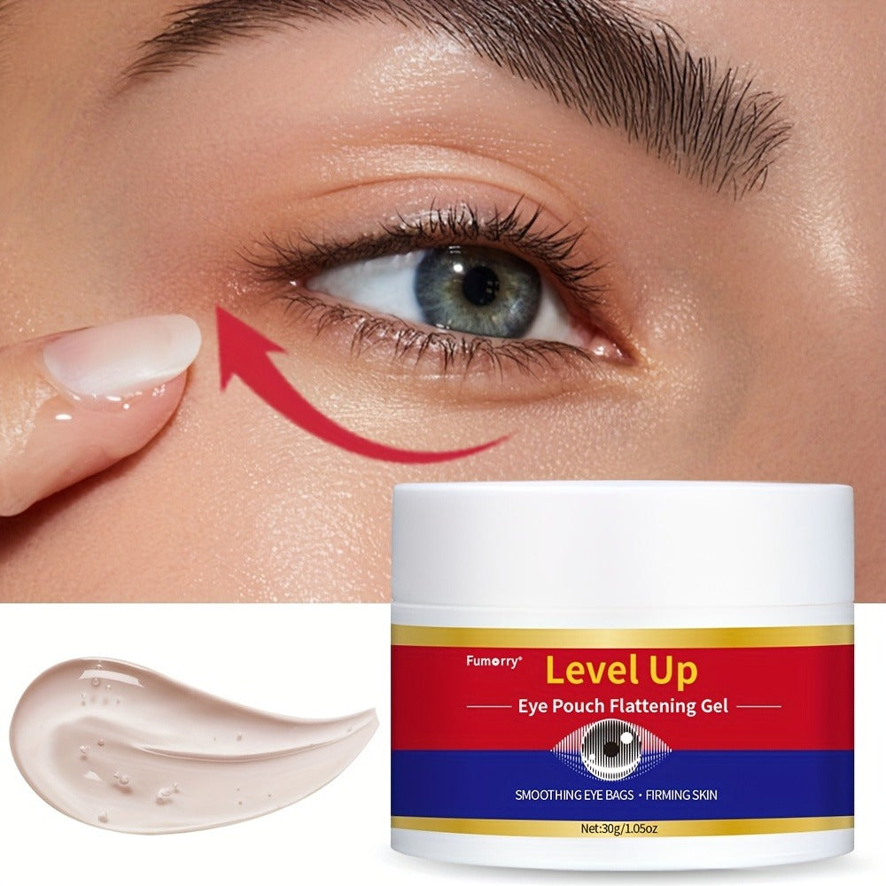 Fumorry Level Up Eye Pouch Firming Gel 30g/1. 05oz - Caffeine & Sucrose Enriched, Smoothing & Moisturizing Eye for All Light Beige Types, Hypoallergenic to & Youthful Eye Appearance, Sleek Container, Smooth Texture