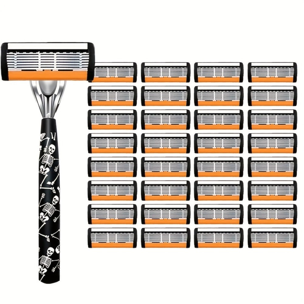 High-End Manual Razor for Men, Featuring 7-Layer Progressive Stainless Steel Blades, a Metal Non-Slip Handle, And a Classic Design That Works Well. an Excellent Gift for Men