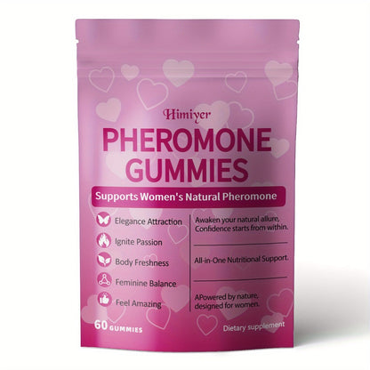 Women's Pheromone Gummies with L-Arginine, Maca & Beetroot – Natural Attraction, Confidence & Feminine Balance Supplement, Strawberry Flavor, 30 Gummies 30-Day Supply