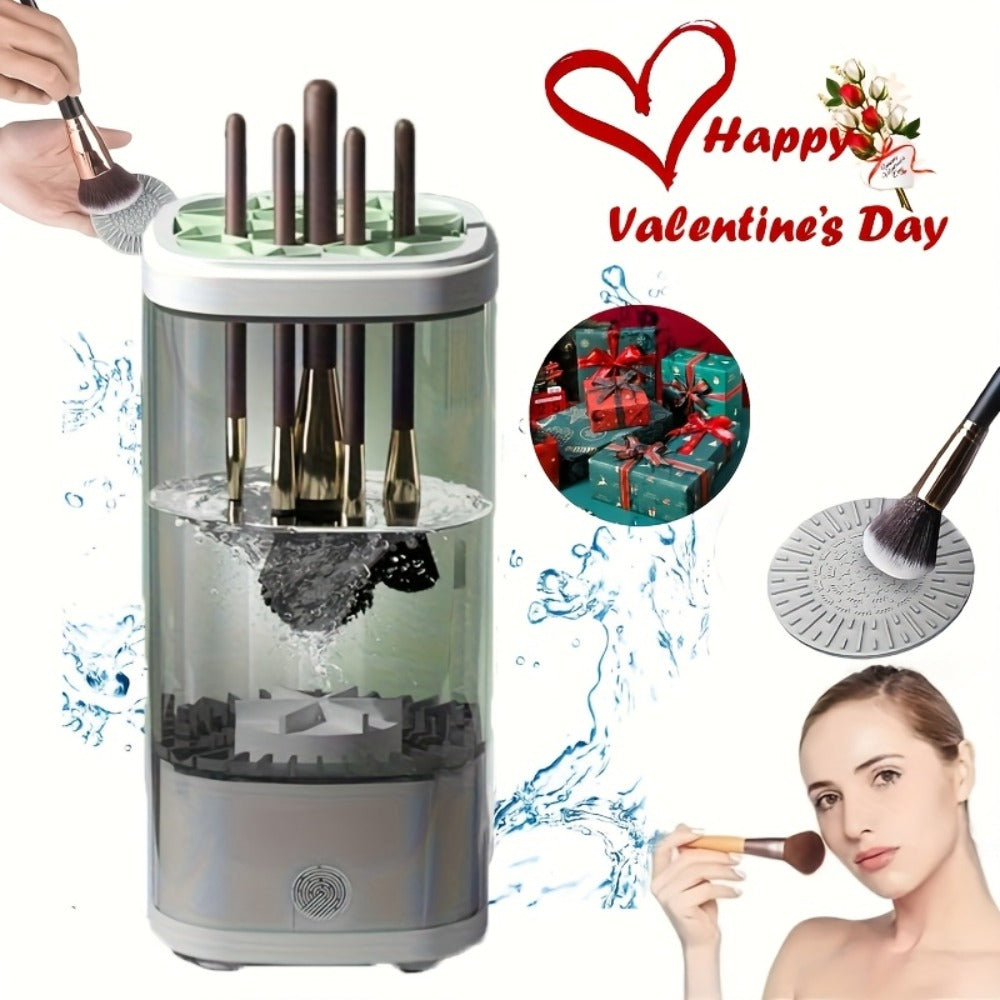 Electric Makeup Brush Cleaner 7000RPM Handheld Automatic - USB & Battery Powered Cosmetic Brush Cleaning Tool with Pad - Quiet Motor Cleans 3-4 Brushes Fast for Women Makeup Artists