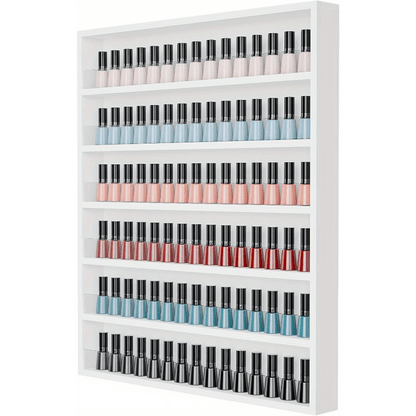 Nail Polish Rack Wall Mount Organizer 6 or 10 Tier with Acrylic Baffle - Salon Display Rack for Nail Polish Storage, Home Spa & Nail Studio, Black White Pink
