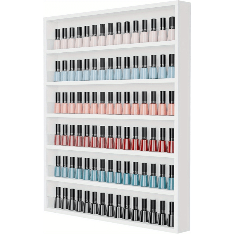 Nail Polish Rack Wall Mount Organizer 6-Tier 10-Tier Acrylic Baffle Salon Display Shelf for Home Spa Nail Studio Black White Pink