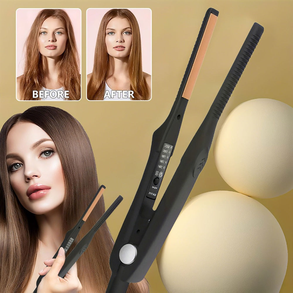2-In-1 Hair Straightener, Ceramic Curling Iron with Adjustable Temperature, Portable Hair Straightener for Short Hair And Beard, Ultra-Fine Styling Tool