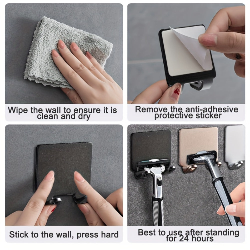 5pcs Non-Porous Razor Holder, Men'S Razor Storage Hook, Wall-Mounted Bathroom Razor Holder, Wall-Mounted Kitchen Accessory