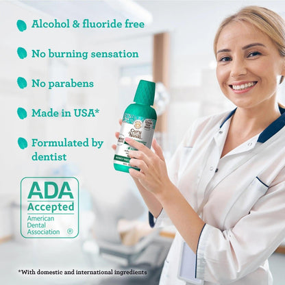 Mouthwash Alcohol Free Fluoride Free 2 Pack 16 oz GuruNanda Fresh Breath Oral Rinse with Essential Oils Sodium Chlorite Vitamins D3 E K2 ADA Accepted Wild Mint 24 Hour Fresh Breath for Adults