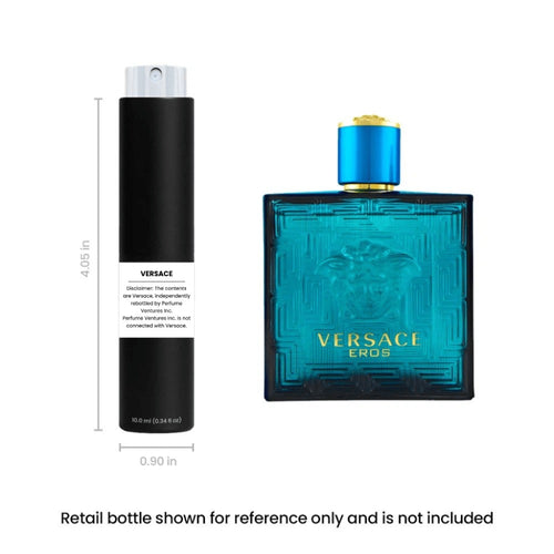 Travel Size Cologne for Men 10ml Spray Atomizer – Versace Eros EDT | Mint Green Apple Tonka Bean Vanilla Cedarwood | Aromatic Fougere Long Lasting | TSA Friendly Portable | Birthday Gift for Him