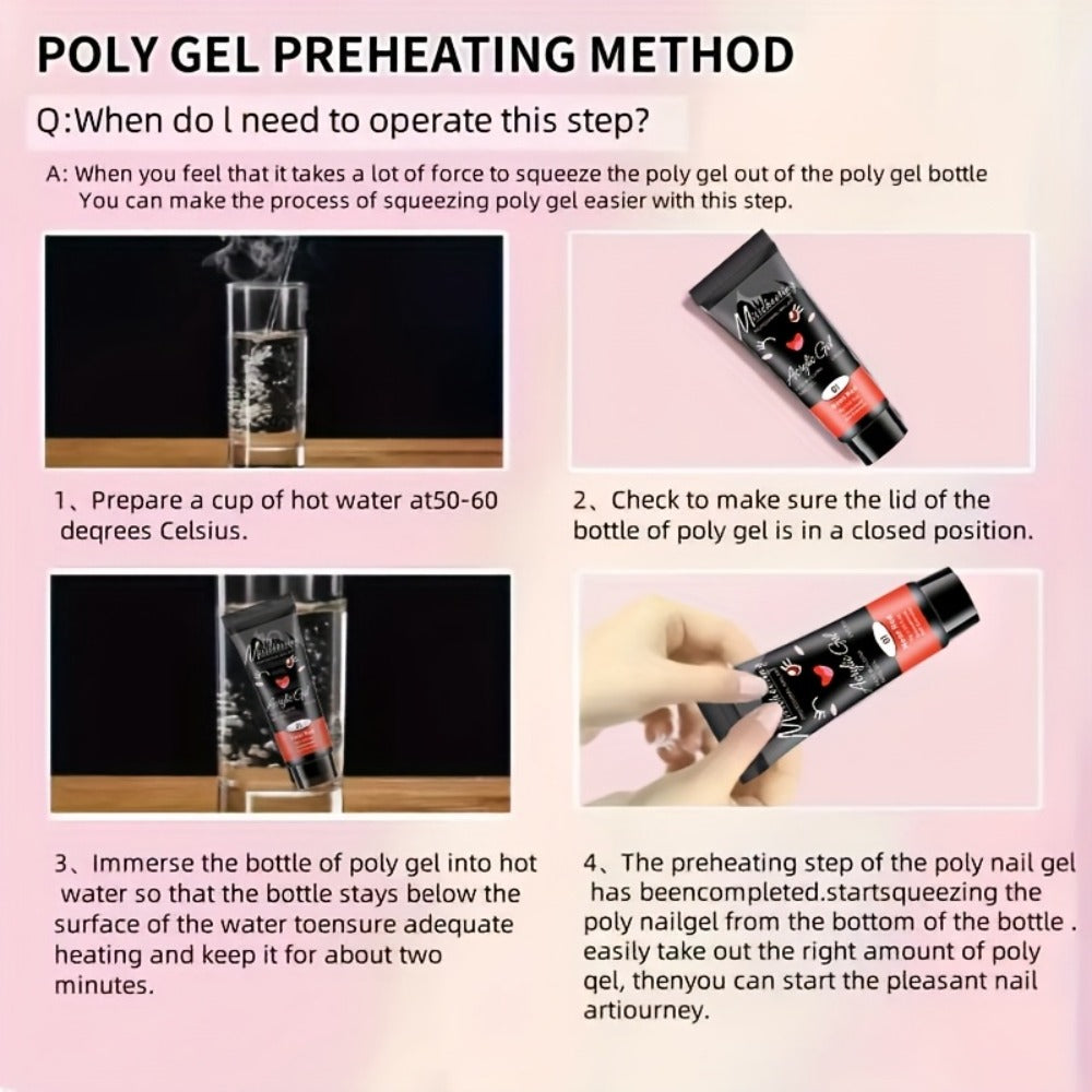Polymerization Extension Gel Nail Art Kit, 12pcs Professional Semi-Permanent Resin Art Kit, - for 3D Modeling Gel Nail Strengthener - Long Lasting Supply, for Basic Polymerization Gel Nail Art Tools, Nail Art Design Beginner Kit