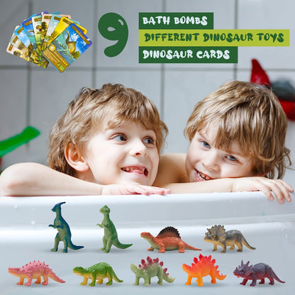 Dinosaur Egg Bath Bombs with Surprise Inside 9 Pack - Kids Fizzy Bath Balls with Hidden Dinosaur Toy, Bubble Gum Scent, Educational Birthday Christmas Gift for Boys Girls Ages 3+