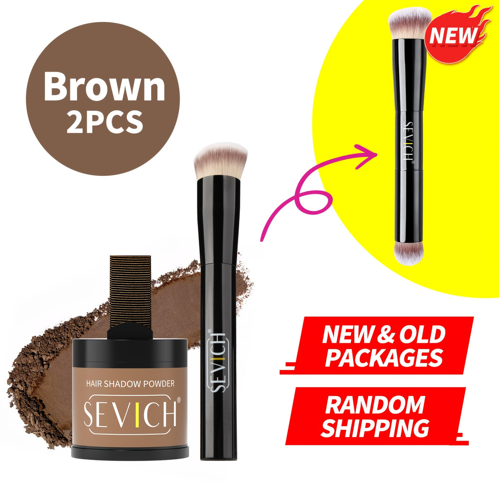 Sevich Hairline Shadow Powder Kit with Brush, Mix The Powder Evenly, Delicate Application Instantly Conceal Hairline And Hair Root, Waterproof Hairline Powder Filler for Natural Look(Makeup Brush Styles Are Random)