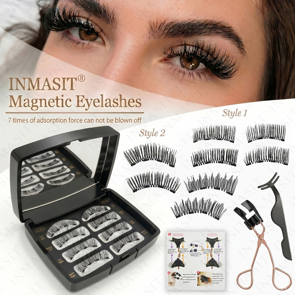 Local Warehouse 8pcs Quantum Magnetic Eyelash Set Makeup Lash Clusters Kit with 2 Styles of Applicators Tweezers And Brush 3D Magnetic False Lashes Beginner-Friendly Natural Set Idea for Daily Makeup Parties And Valentine'S Day Gifts Makeup for Wome