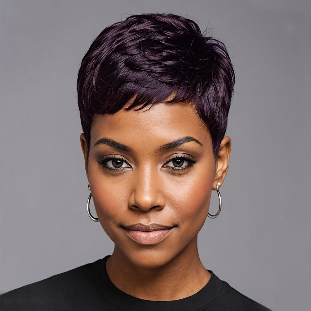 Pixie Cut Wig with Bangs Body Wave Short Synthetic Wig Women 4 Inch Multi-Color Daily Wear Halloween Christmas Party Festival Easy Style Modern Look