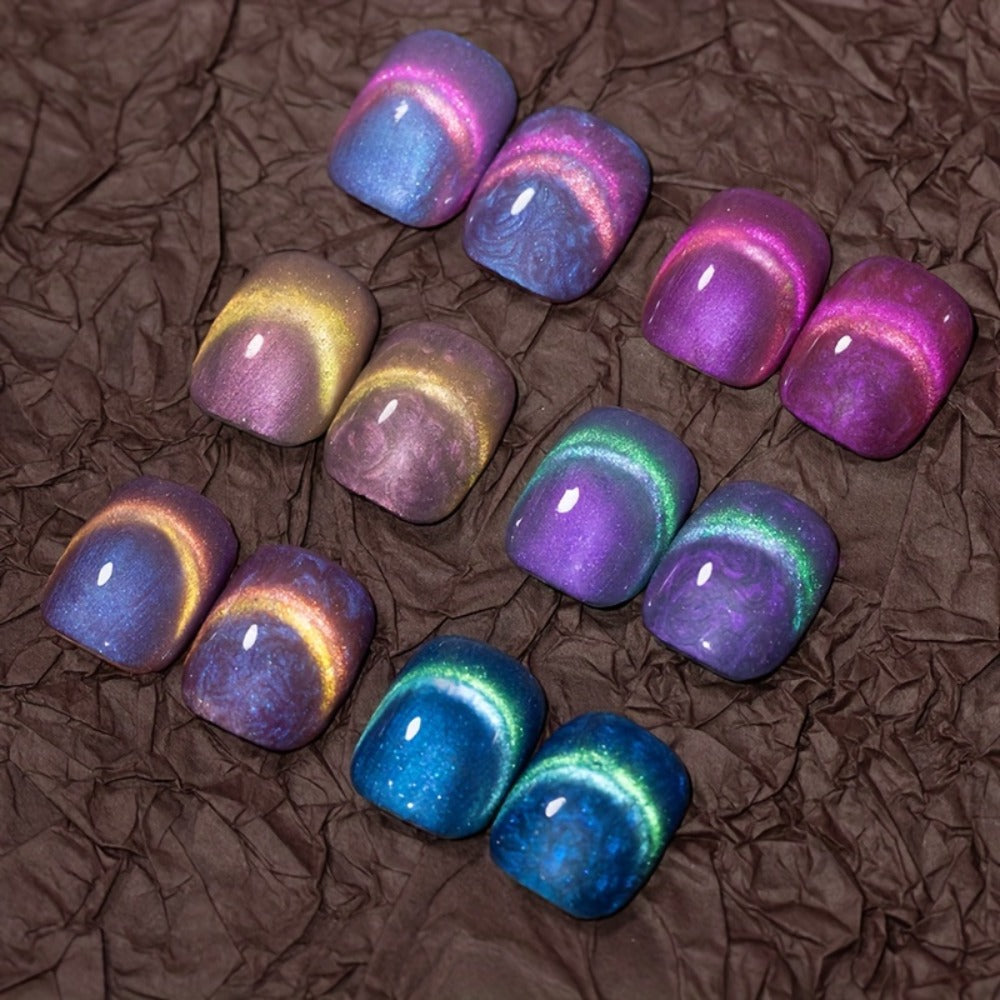 PUENTE 6pcs/set Aurora Shell Thread Cat Magnetic Gel Nail Polish With Magnet Semi-Permanent Nail Art 9D Aurora Glitter Pearl Cat Eye Gel Varnish, Soak Off Light Cured, Manicure Kit For Home Nail Salon Gift For Women