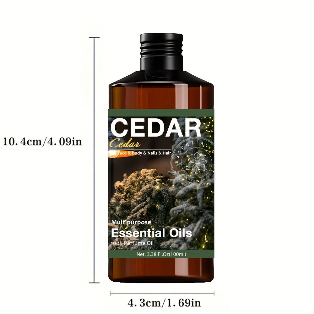 Cedar Essential Oil, 100ml/3. 38fl.oz, 100% Pure Care Grade for Nail, Hair & Skin Care, Massage, Moisturizing Massage Essential Oil for Men & Women, Meditation Gift, Perfect Christmas Gift