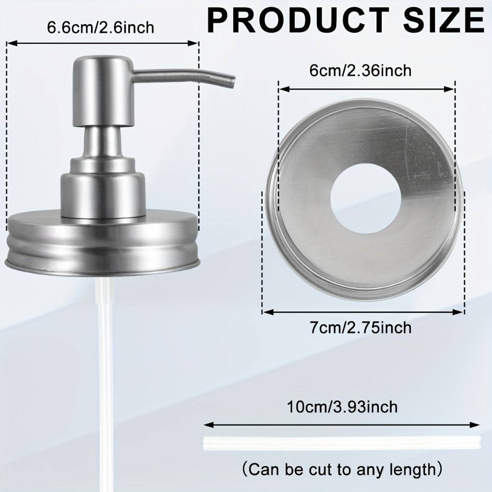 Mason Jar Soap Dispenser Lid with Pump Stainless Steel Mason Jar Pump Lid Lotion Soap Dispenser Lids with 3.9 Inch Tube And Gasket Leakproof Soap Dispenser Pump Replacement for Home Kitchen Bathroom Soap Dispenser Pump Head Liquid Soap Dispenser Pum