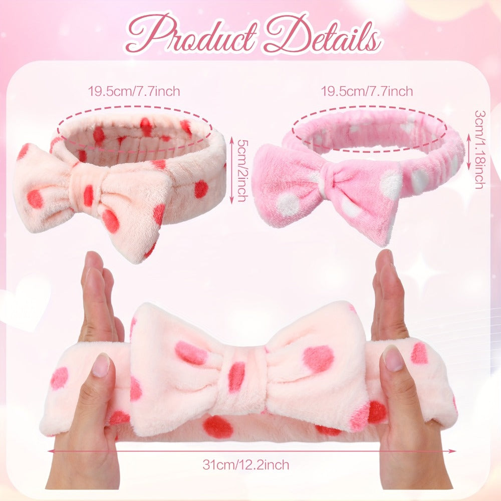 48pcs Spa Headband Bulk Bow Hair Band Facial Makeup Headbands Fluffy Plush Headband for Women Washing Face Spa Shower Cleansing (Novel Pattern)