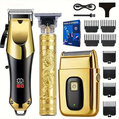 Cordless Hair Clipper Set for Men & Women — Professional Wireless Barber Clippers, T-Blade Trimmer, Powerful Motor, Steel Blades, Adjustable Taper Lever, LED Screen, Rechargeable, Home & Travel Grooming