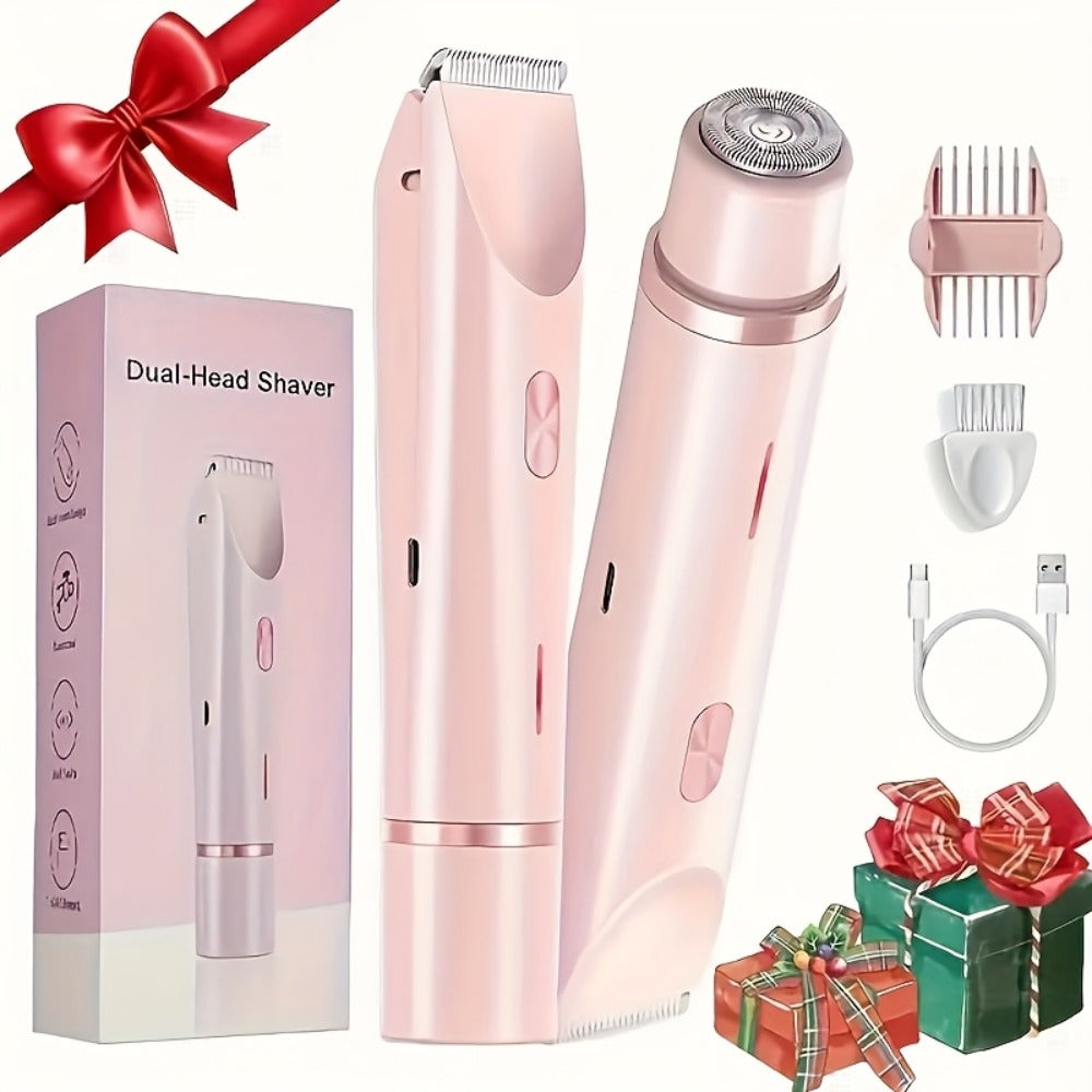 2-In-1 Electric Hair Removal Device for Home Use, Rechargeable Lithium Dual-Head Electric Hair Trimmer for Women | 1pc | Rechargeable Lithium Battery | USB Charging, Multipurpose Bikini Razor And Face Shaver | Body, Arms, Thighs, Electric Shaver
