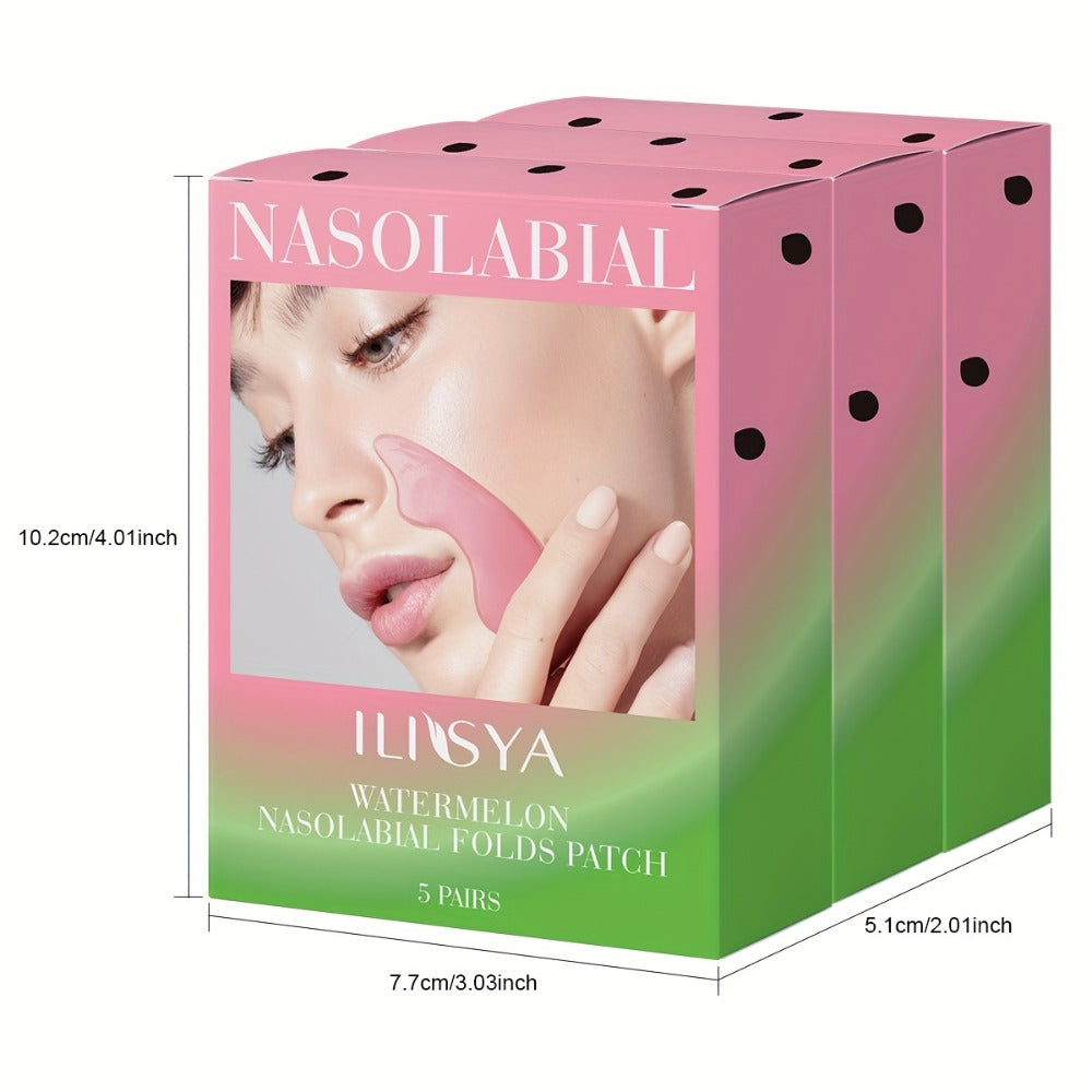 ILISYA Smile Lines Patches, Watermelon Collagen Face Mask, 15 Pairs in 3 Boxes, Contains Niacinamide Caffeine And Variety Plant Extracts, Deep Moisturizing And Hydrating