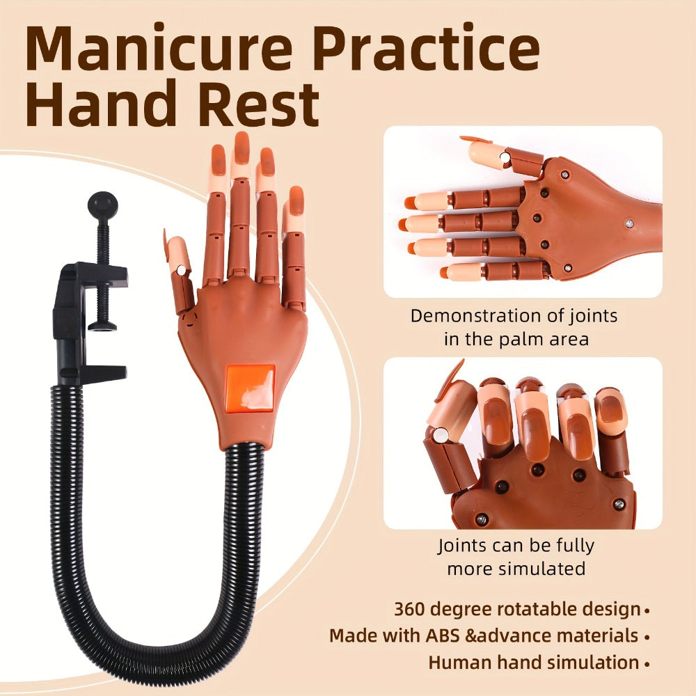 Acrylic Nail Exercise Hand, Flexible Nail Exercise Hand Training Kit, Nail Practice Fake Nail Glove Set