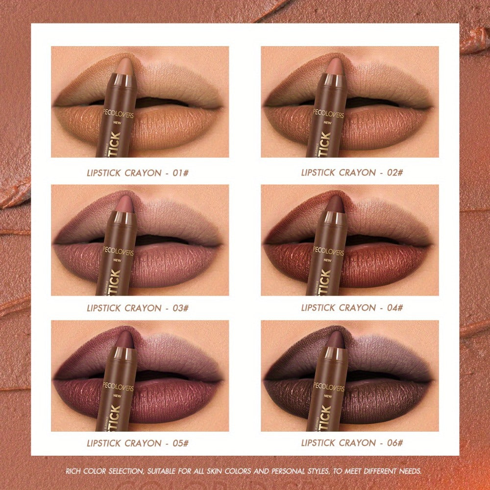 Matte Lip Liner Set 6 Pcs – Long Lasting Smooth Contouring Non-Smearing Lip Pencil, Various Shades to Outline & Fill Lips, Precise Definition for All Skin Tones