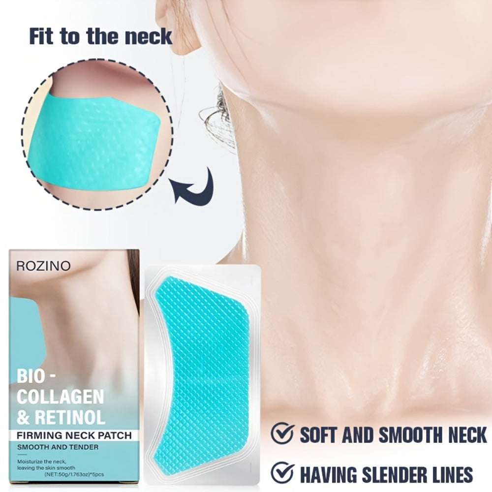 5pcs Bio Collagen Neck Lift Mask Patch, Moisturizing And Brightening Gel, Easily Absorbed, Appearance of Wrinkles, Aging And Sagging Skin, Makes Skin Look Smoother And Firmer, Makes Skin Younger-Looking, Neck Mask, Skincare