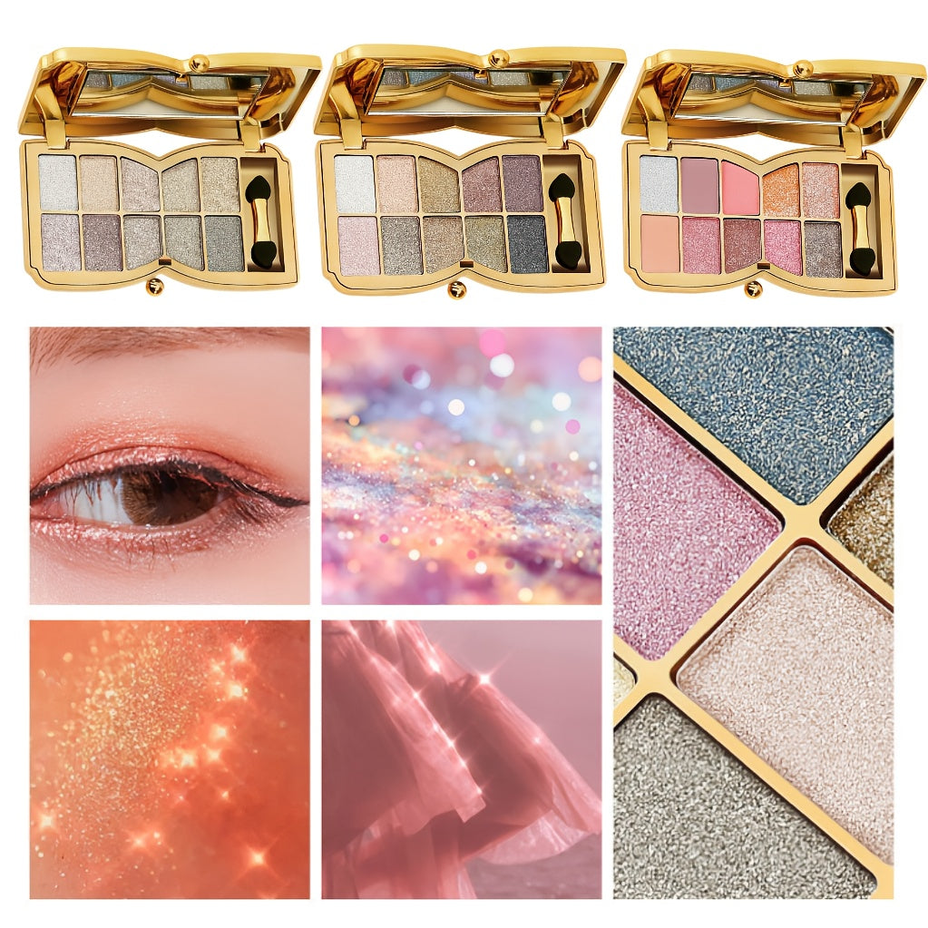 10-color Luxury Shimmer Eyeshadow Palette With Brush And Mirror, Matte And Pearlescent Eyeshadow Palette, Long-lasting And Easy-to-apply Eyeshadow, Create Gorgeous Looks For Music Festivals, Easter, And Queuing