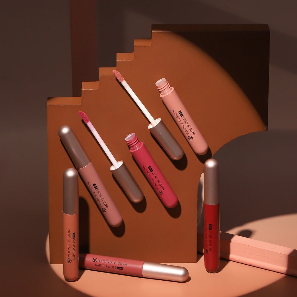 Liquid Lipstick Set 6pcs Matte Nude Long Lasting High Pigment VISION Lip Gloss Bundle Waterproof Smudge Proof Lip Color Kit Gift for Women Girls
