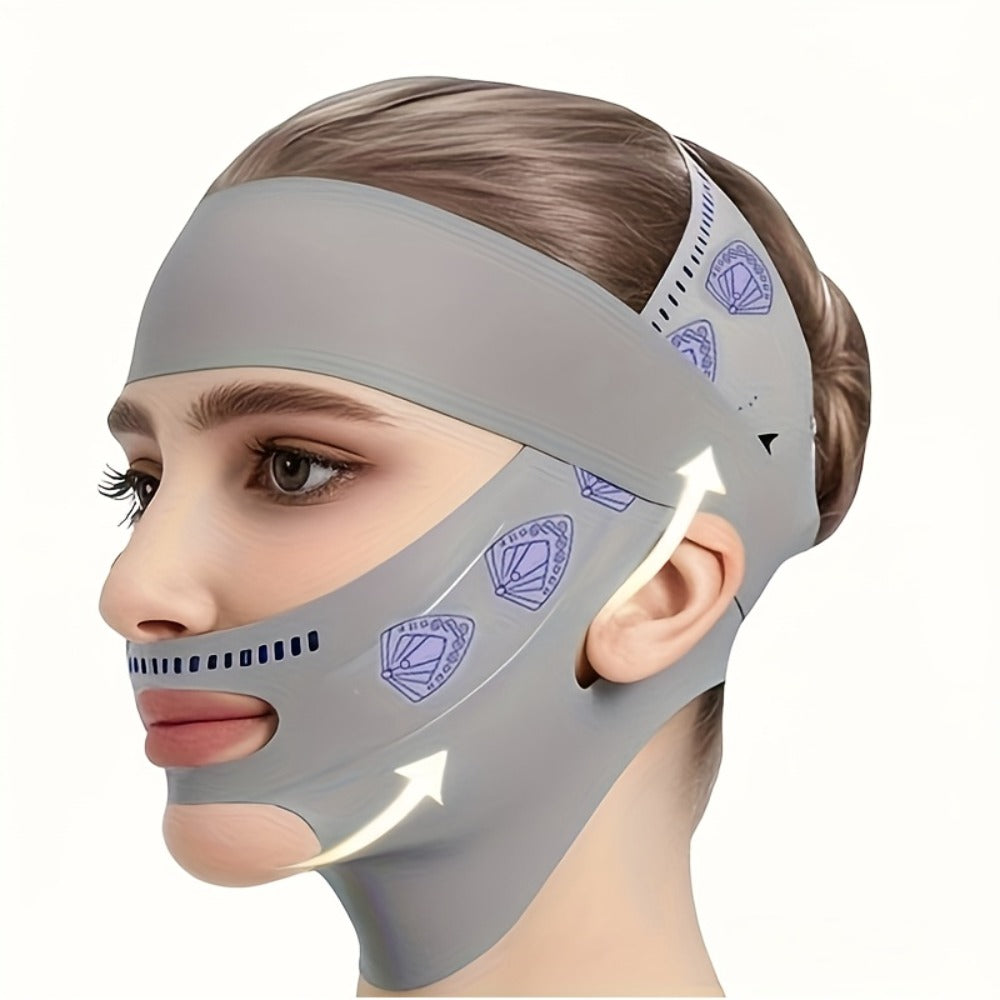 5pcs Gray Or Pink 2-Pack Combo (V-Line Face Lift Belt And Forehead Lift Belt), Refreshing Lifting Mask for Day And Night Use, Unisex Design. V-Line Mask with Nasolabial Fold Band, Facial Contouring Lifting Mask, Premium Sleep V-Line Shaping Bandage