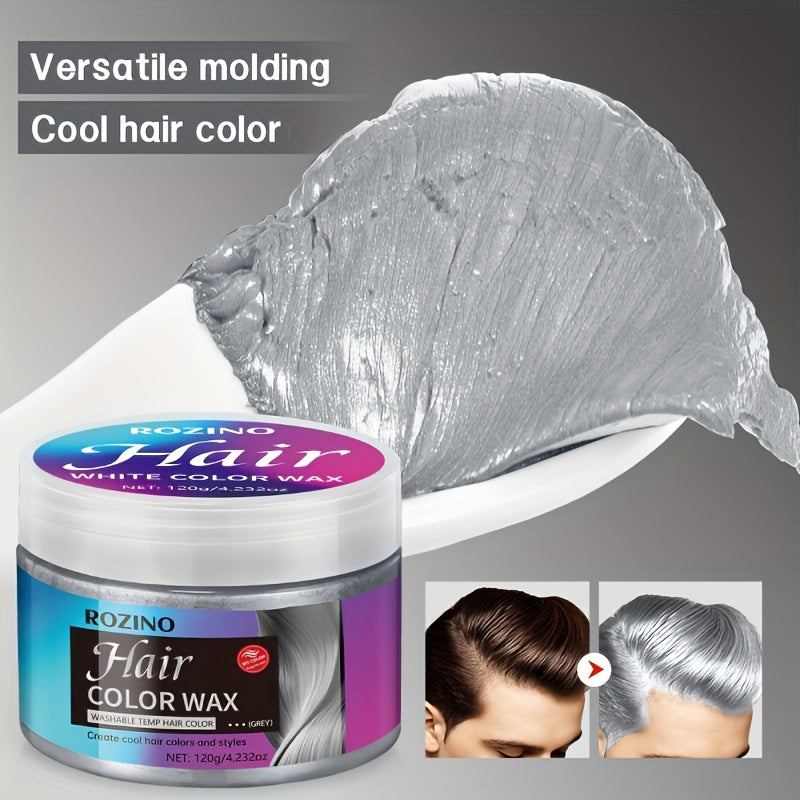 ROZINO Stylish Grey Hair 120G, Packed with Vitamins And Protein for Hair Care - Coloring, Styling, And Fixing All in One, Quickly Hides Grey Hair, Naturally Voluminous, Easily Washable, Lasting Scent for 72 Hours, with Fruity And Oceanic Fragrances